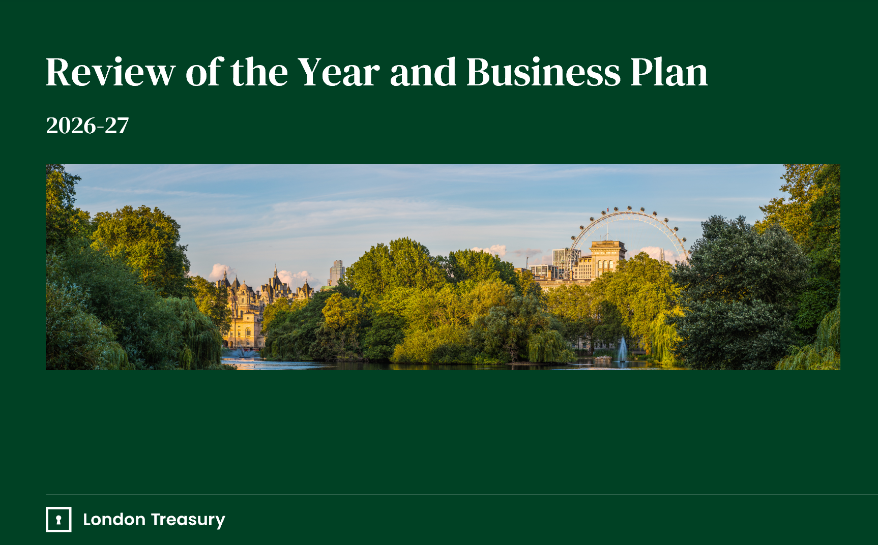 London Treasury's Review of the Year and Business Plan 2026-27 (Cover Page)